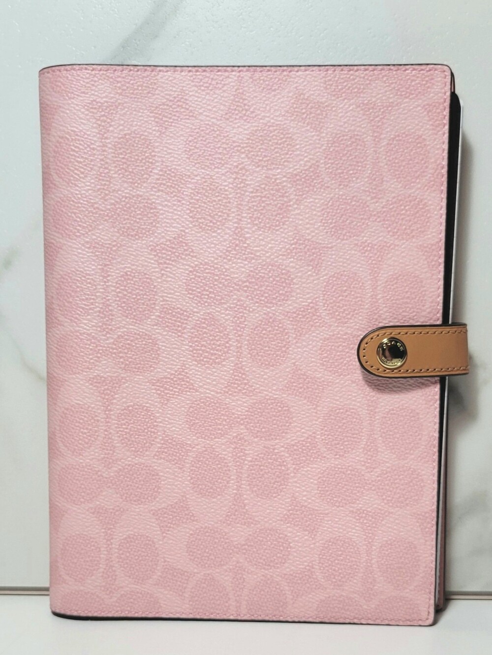 COACH Leather Notebook Signature Canvas Powder Pink NWT